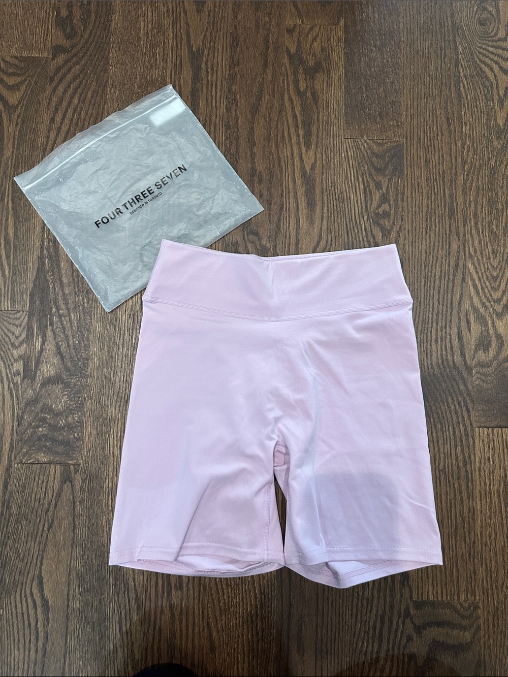 Four Three Seven Women’s Light Pink High-Rise Bike Shorts